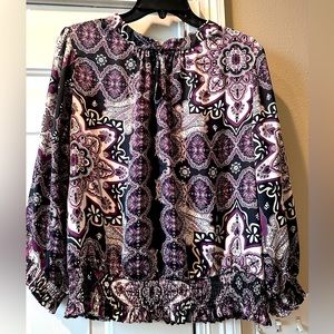 Paisley purple & black blouse, Sz L